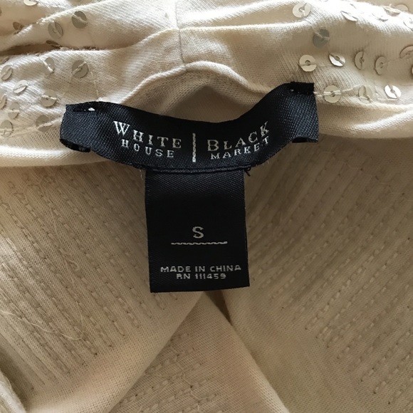 WHITE HOUSE BLACK MARKET GOLD SEQUIN COWL NECK SLEEVELESS TOP SMALL - Picture 4 of 10